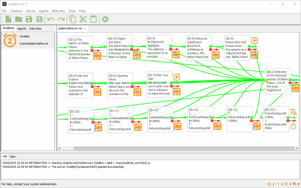 Chat4Us creator main window diagram editor palais bahia en.