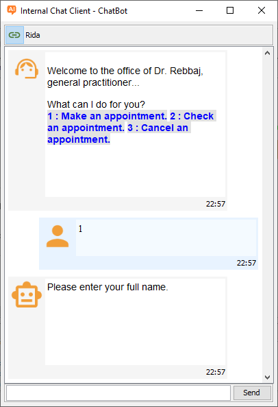 Internal chat client window.