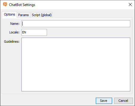 Chat4Us creator chatbot settings options tab.